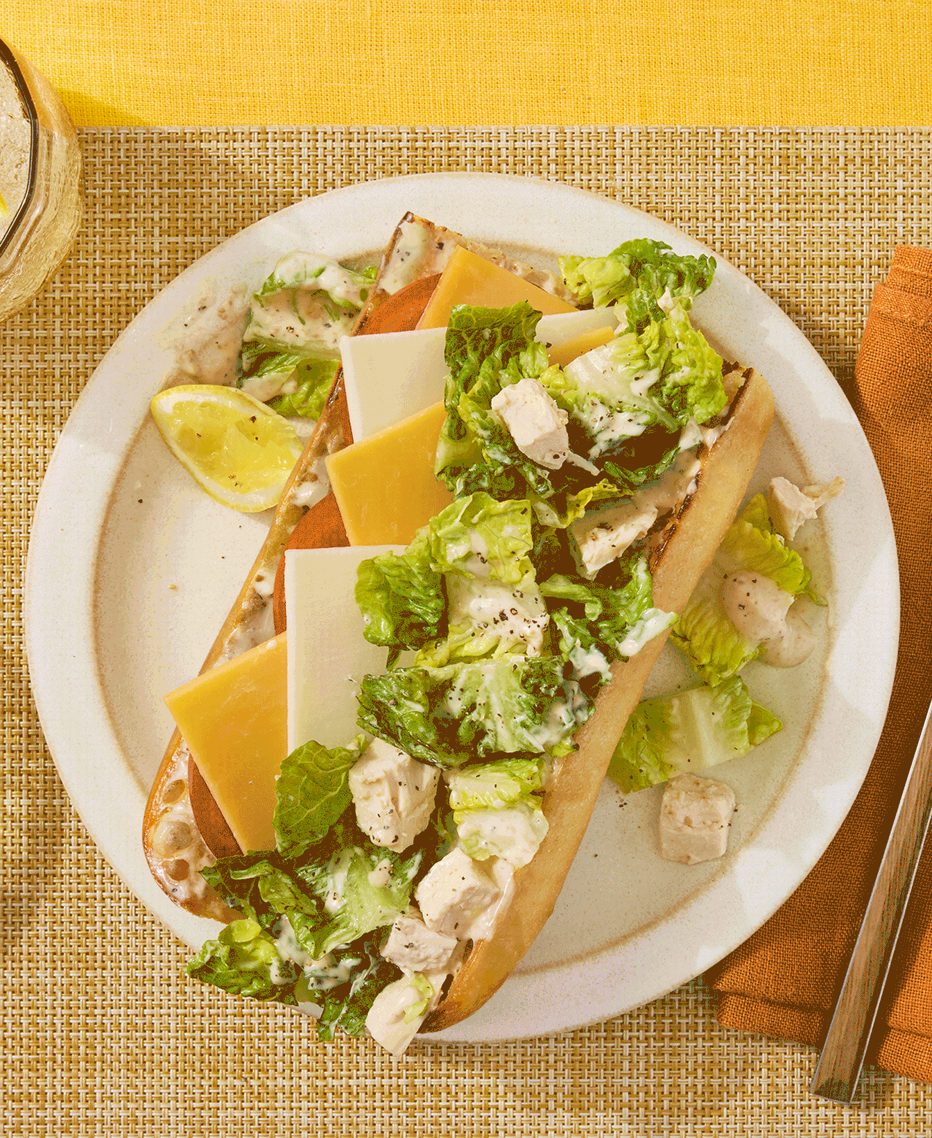 Chopped chicken caesar sandwich